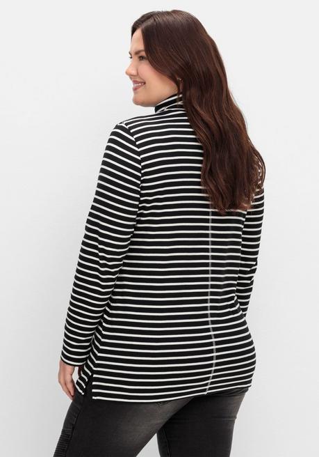 sheego Ringelshirt mit Rollkragen, in Rippqualität - schwarz-weiß sheego Letzte 3 Tage
