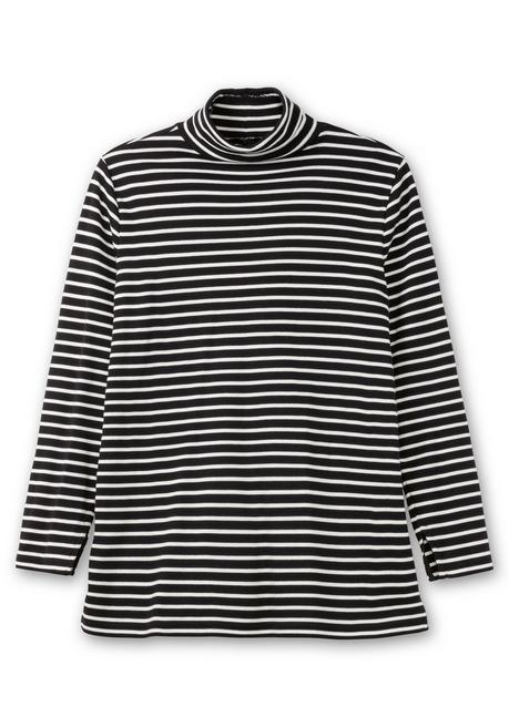 sheego Ringelshirt mit Rollkragen, in Rippqualität - schwarz-weiß sheego Letzte 3 Tage