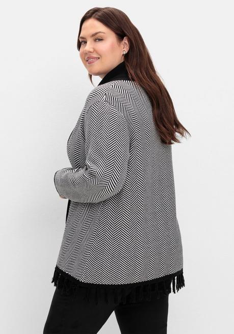 sheego Strickjacke im Fischgrätmuster, mit Schalkragen - schwarz-weiß sheego Letzter Tag