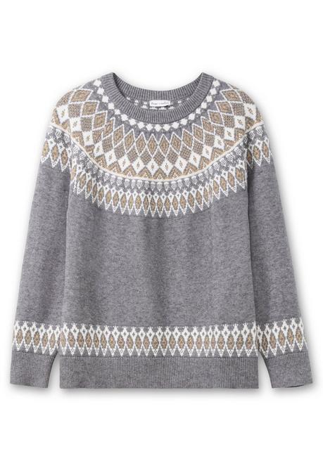 sheego by Joe Browns Jacquardpullover mit Norwegermuster - grau meliert sheego Nur für heute