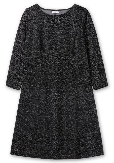 sheego Midikleid aus Interlock, im Jacquardmuster - schwarz gemustert sheego Sonderangebot der Fabrik