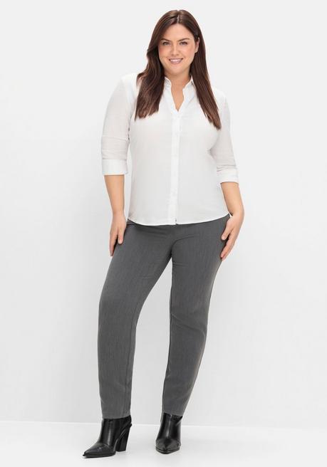 sheego Schmale Hose mit Schlupfbund, in melierter Optik - anthrazit meliert sheego Bis zu 55% Rabatt