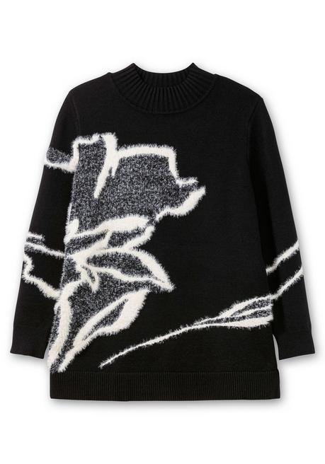 sheego Pullover mit Intarsienmuster aus Flauschgarn - schwarz gemustert sheego Super Rabatt