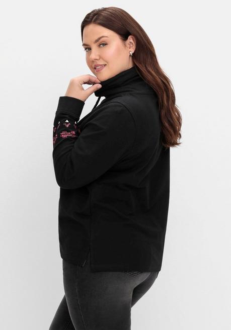 sheego Sweatshirt mit Norwegerprint und weitem Stehkragen - schwarz bedruckt sheego Riesige Rabatte