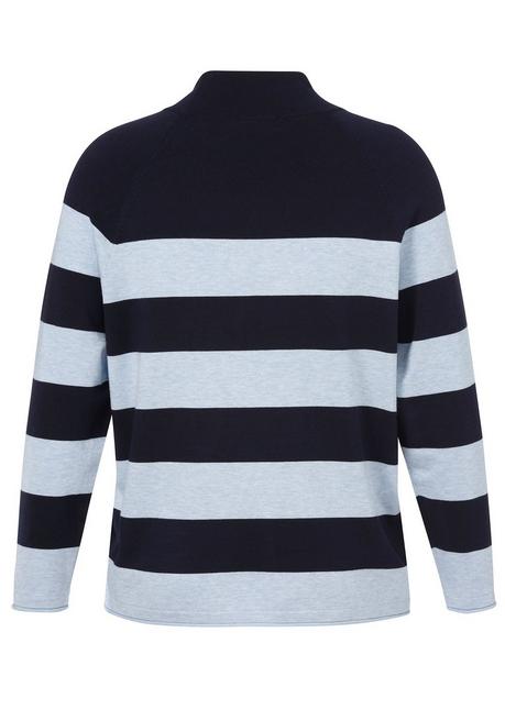 VIA APPIA DUE Gestreifter Pullover mit Tunnelzug am Stehkragen - indigo gestreift sheego Fabrikladen
