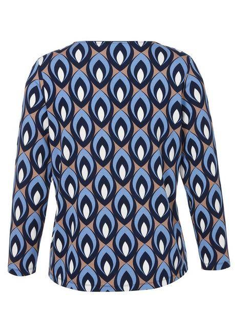 VIA APPIA DUE Bedrucktes Langarmshirt mit Rundhalsausschnitt - indigo gemustert sheego Im Verkauf