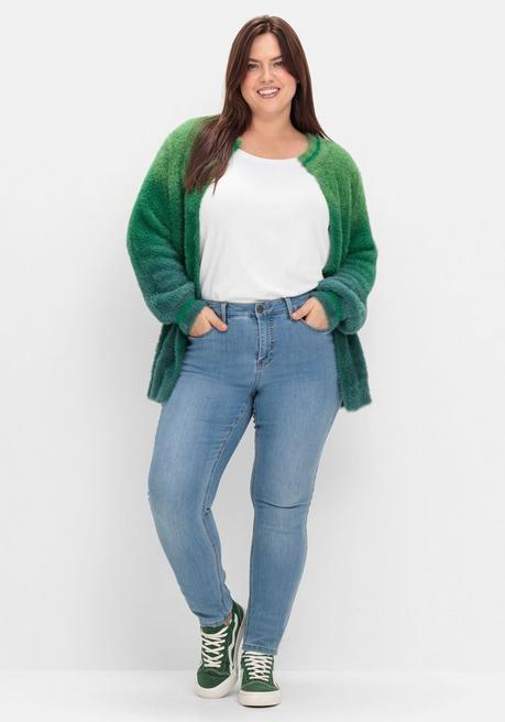 sheego by Joe Browns Strickjacke im Farbverlauf, aus Flausch-Garn - grün-blau sheego Verkauf