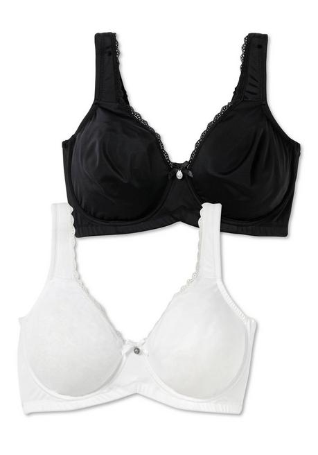 sheego Doppelpack Bügel-BHs mit Spitzenborten - schwarz+weiß sheego im Angebot