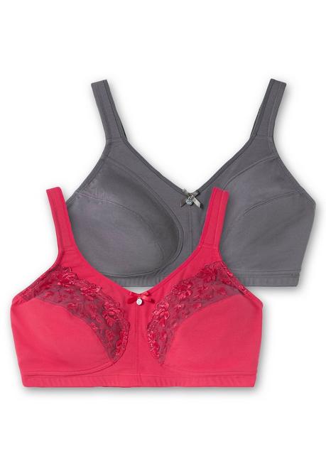 sheego Doppelpack Entlastungs-BH ohne Bügel - graphit+orchidee sheego Kostenloser Versand