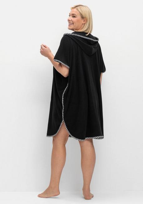 sheego Bade-Poncho mit Kapuze, aus Frottee - schwarz sheego Online Shopping