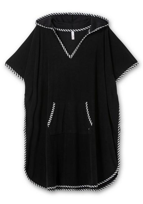 sheego Bade-Poncho mit Kapuze, aus Frottee - schwarz sheego Online Shopping
