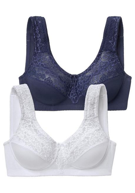 PETITE FLEUR Doppelpack Entlastungs-BHs mit Spitze - blau+weiß sheego Weihnachtsangebot
