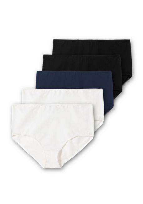 sheego 5er-Pack Taillenslips mit hohem Beinausschnitt - schwarz+weiß+marine sheego Vatertagsangebot