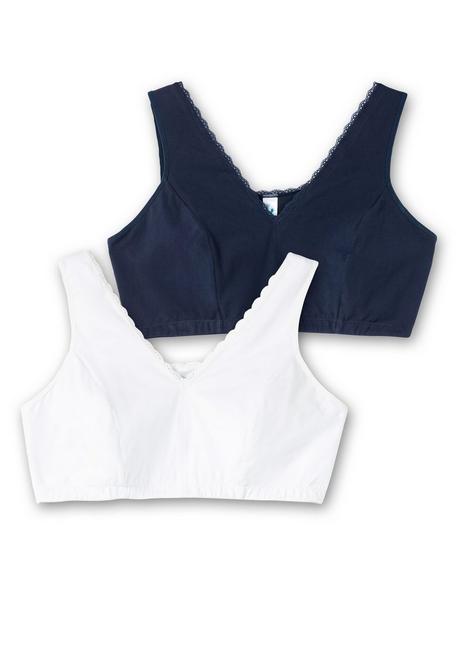 sheego Doppelpack Bustiers mit Spitzenbesatz - marine+weiß sheego Lagerräumung