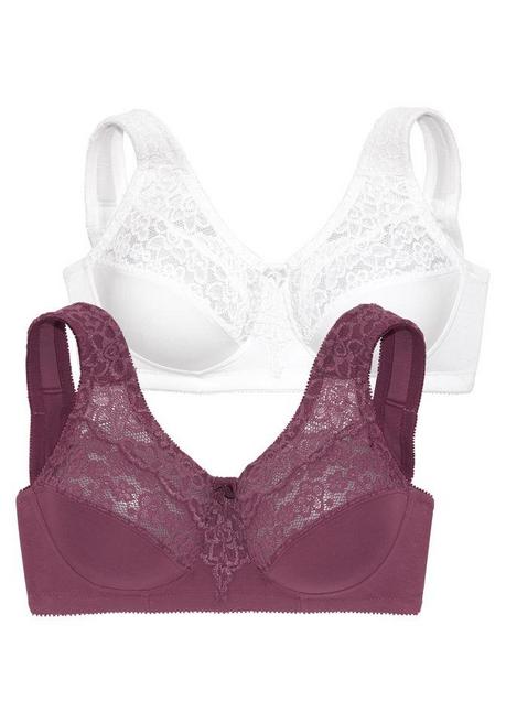 PETITE FLEUR Doppelpack Entlastungs-BHs mit Spitze - burgund+weiß sheego Bestseller