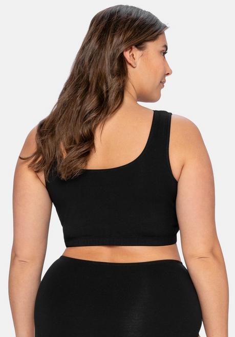 sheego BH ohne Bügel in Bustier-Form, mit Spitzenborte - schwarz sheego Saisonale Angebote