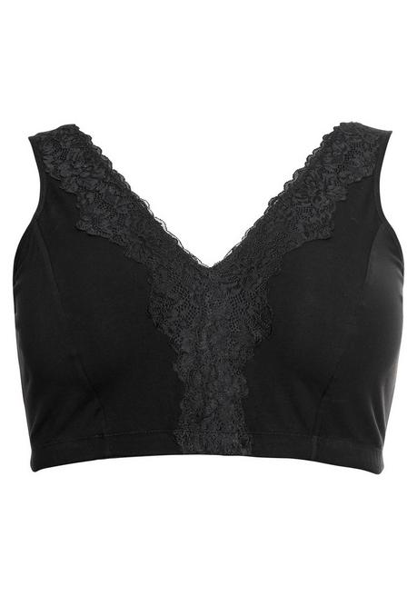 sheego BH ohne Bügel in Bustier-Form, mit Spitzenborte - schwarz sheego Saisonale Angebote