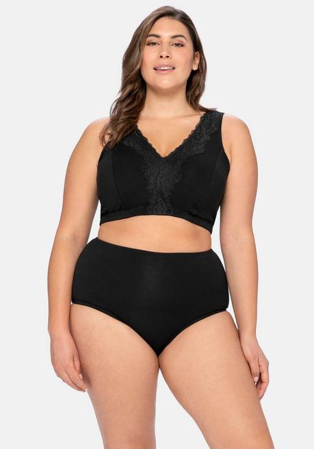 sheego BH ohne Bügel in Bustier-Form, mit Spitzenborte - schwarz sheego Saisonale Angebote