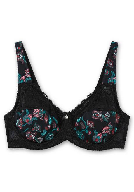 sheego Bügel-BH mit Paisleydruck und Spitze - schwarz bedruckt sheego Tiefpreis