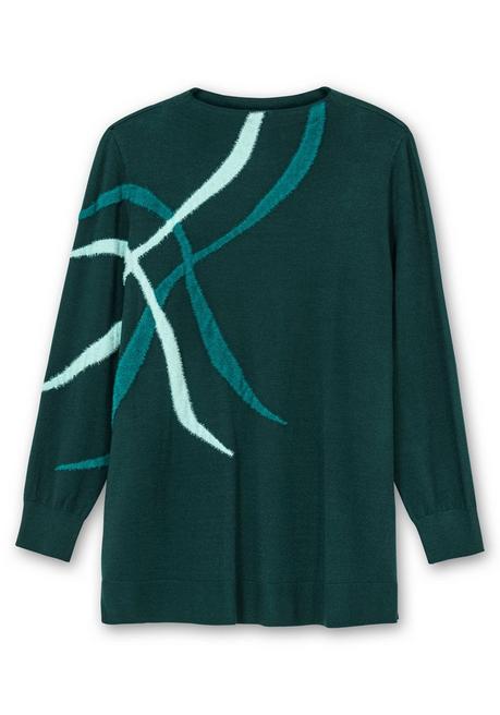 sheego Pullover mit Flauschgarn-Intarsien - tiefgrün gemustert sheego Bis zu 60% Rabatt