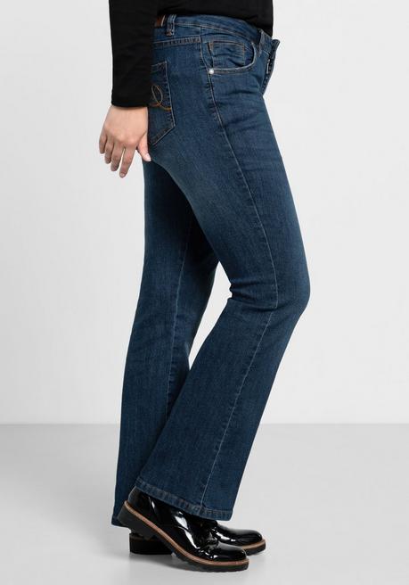 sheego Bootcut-Jeans in 5-Pocket-Form, mit Used-Effekten - dark blue Denim sheego Bis zu 55% Rabatt