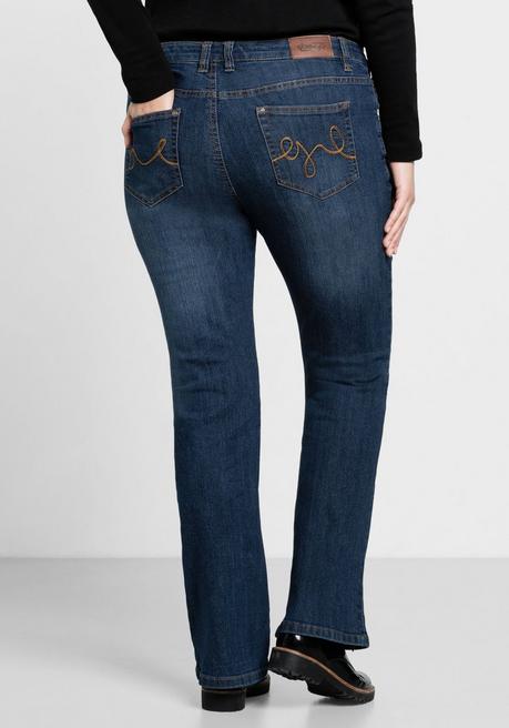 sheego Bootcut-Jeans in 5-Pocket-Form, mit Used-Effekten - dark blue Denim sheego Bis zu 55% Rabatt
