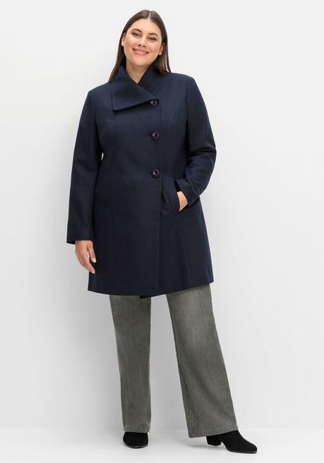 sheego Kurzmantel mit asymmetrischem Kragen - tiefblau sheego Discount Store für neue Produkte
