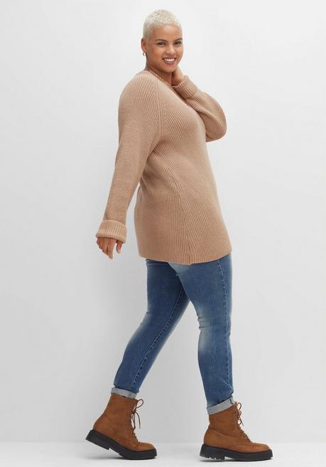 sheego Pullover mit Kaschmir, in leichter A-Linie - cappuccino meliert sheego Nur noch ein Tag übrig