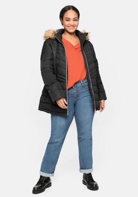 sheego Steppjacke mit abnehmbarer Kapuze - schwarz sheego Super Rabatt