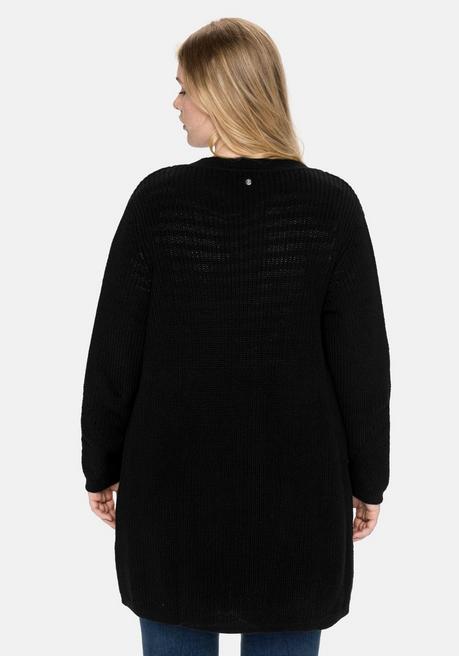 sheego Cardigan aus Grobstrick, in offener Form - schwarz sheego 50% Rabatt mit kostenlosem Versand