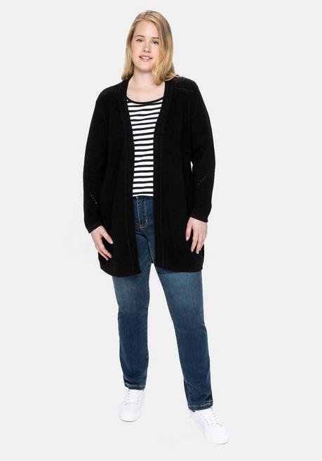 sheego Cardigan aus Grobstrick, in offener Form - schwarz sheego 50% Rabatt mit kostenlosem Versand