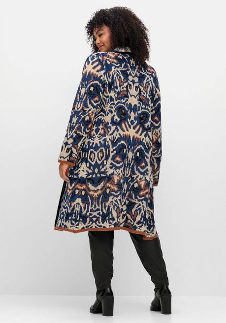 sheego by Joe Browns Langer, offener Strickmantel mit Jacquardmuster - nachtblau gemustert sheego Fabrikladen