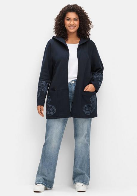 sheego by Joe Browns Leichte Kapuzensweatjacke mit Paisleydruck - dunkelblau sheego Speichern exportieren