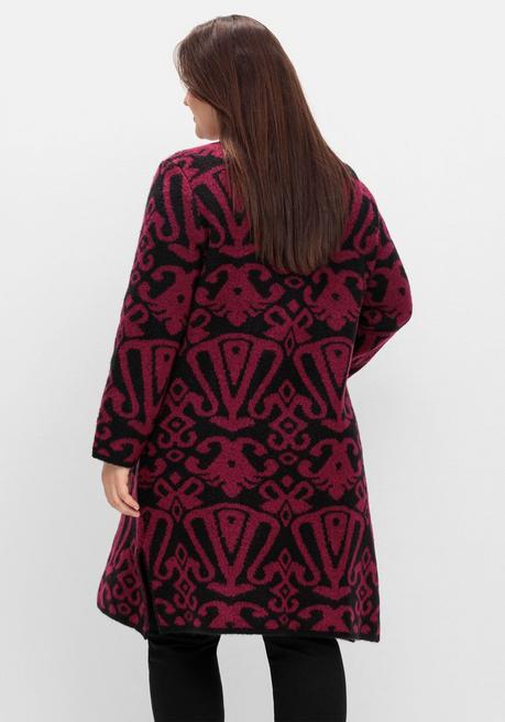 sheego by Joe Browns Offene Longstrickjacke mit Jacquardmuster - schwarz gemustert sheego Online