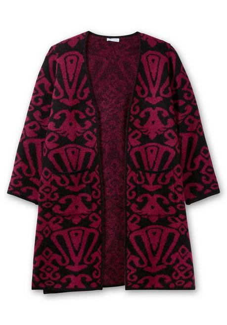 sheego by Joe Browns Offene Longstrickjacke mit Jacquardmuster - schwarz gemustert sheego Online