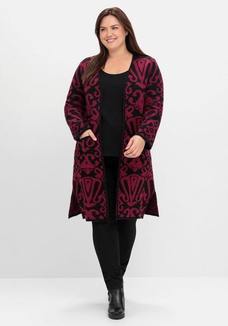 sheego by Joe Browns Offene Longstrickjacke mit Jacquardmuster - schwarz gemustert sheego Online