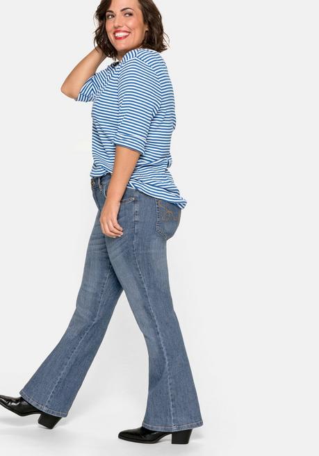 sheego Bootcut-Jeans in 5-Pocket-Form, mit Used-Effekten - blue Denim sheego Angebote