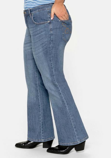 sheego Bootcut-Jeans in 5-Pocket-Form, mit Used-Effekten - blue Denim sheego Angebote