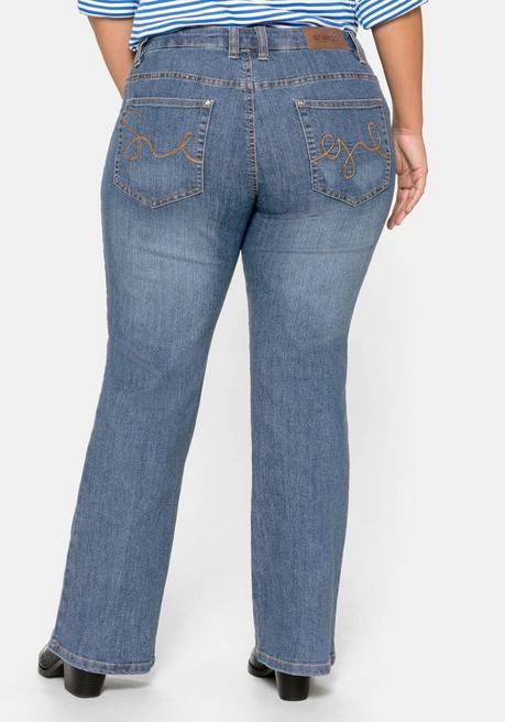 sheego Bootcut-Jeans in 5-Pocket-Form, mit Used-Effekten - blue Denim sheego Angebote