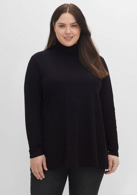sheego Langarmshirt mit Rollkragen, in A-Linie - schwarz sheego Hotsell
