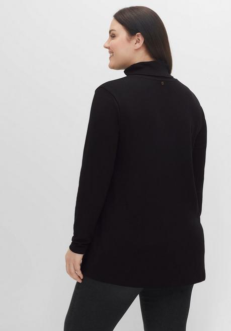 sheego Langarmshirt mit Rollkragen, in A-Linie - schwarz sheego Hotsell