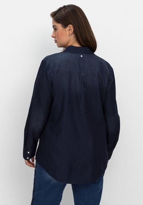 sheego Jeansbluse mit Knopfleiste und Brusttaschen - dark blue Denim sheego Schlussverkauf