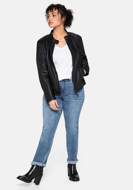 sheego Lederjacke aus Lammnappa, mit Stehkragen - schwarz sheego Meist gekauft