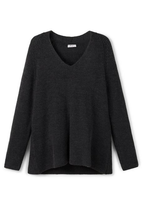 sheego Pullover mit Kaschmir, in leichter A-Linie - schwarz meliert sheego Blitzverkäufe