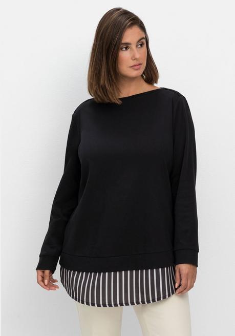 sheego 2-in-1-Langarmshirt mit Ansatz aus Blusenstoff - schwarz sheego Kostenloser Versand