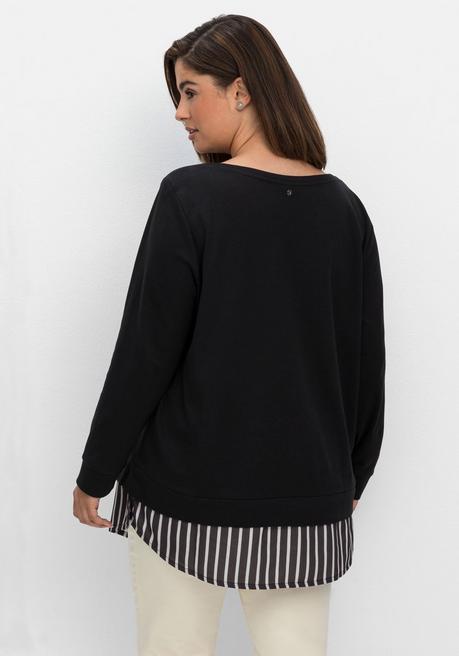 sheego 2-in-1-Langarmshirt mit Ansatz aus Blusenstoff - schwarz sheego Kostenloser Versand