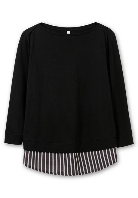 sheego 2-in-1-Langarmshirt mit Ansatz aus Blusenstoff - schwarz sheego Kostenloser Versand