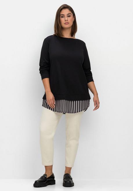 sheego 2-in-1-Langarmshirt mit Ansatz aus Blusenstoff - schwarz sheego Kostenloser Versand