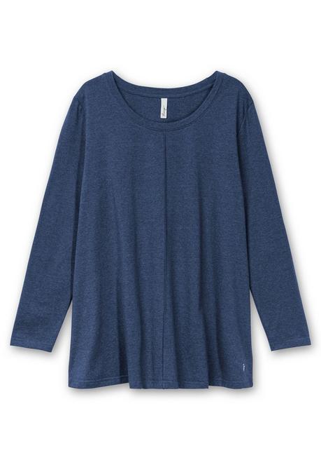 sheego Fein meliertes Langarmshirt in A-Linie, mit Rundhals - nachtblau meliert sheego Rabatt