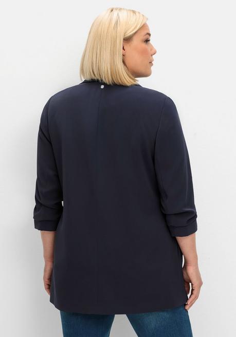 sheego Langer Blazer mit Schalkragen und gerafftem 3/4-Arm - tiefblau sheego Versandkostenfrei